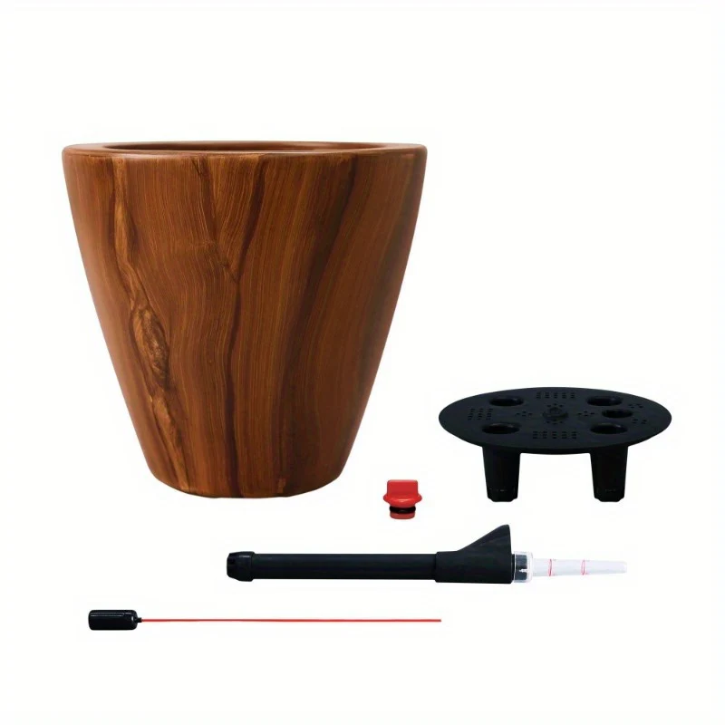 Self-watering Planter Pot | 2-Pack | Plastic | Self-watering | 10 in. | Dark Wood
